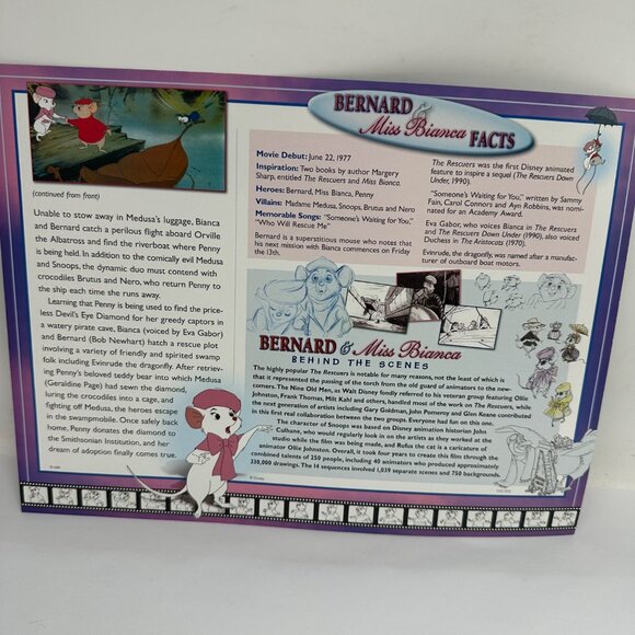 Disney Bernard & Miss Bianca 1977 Willabee & Ward Collectible Patch and Card - Picture 4 of 4